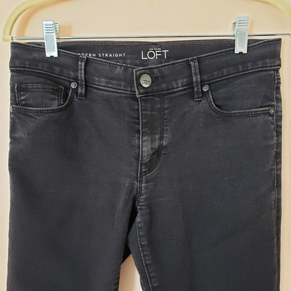 LOFT Modern Straight Black Jeans 28 / 6 - Picture 4 of 5